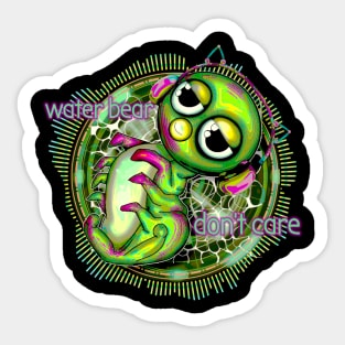 Waterbear don't care neon green Sticker